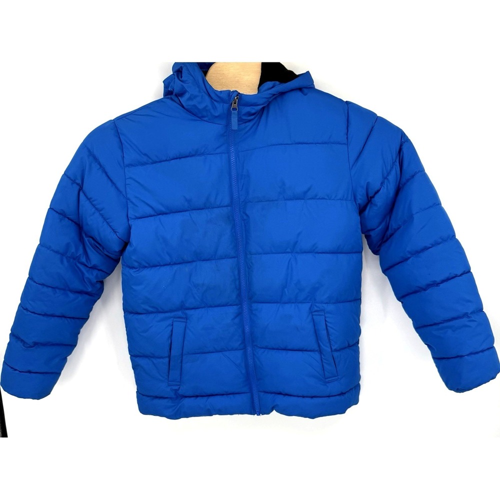 Swiss Tech Puffer Jacket Kids XL 14-16 Blue Hooded Quilted Fleece Lined *READ*